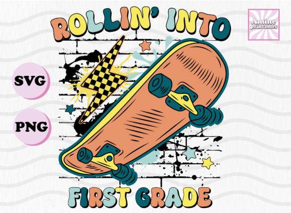 First Grade Skating Retro School Boy SVG
